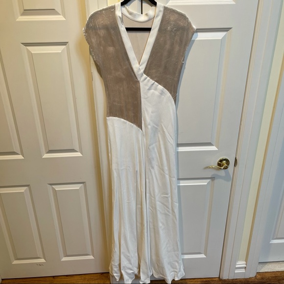 3.1 Phillip Lim Velvet Panels Maxi Dress In White - Picture 7 of 13